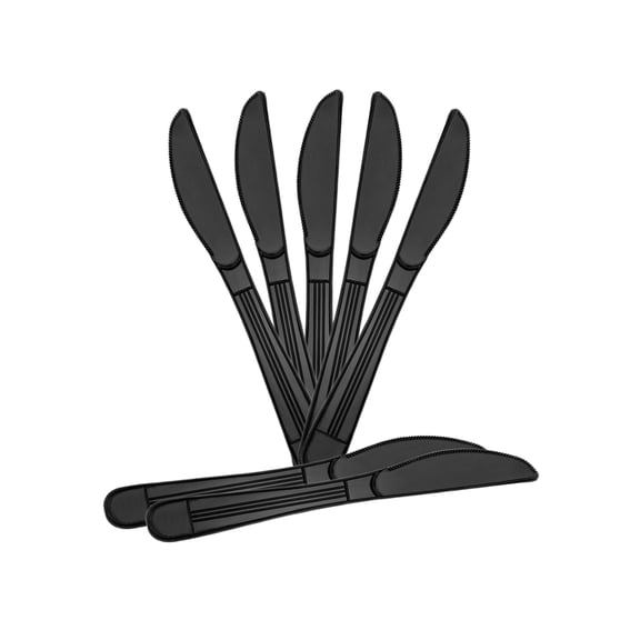 Green Direct Heavy Duty Black Plastic Knives Pack of 100 – Sturdy Disposable Knives for Parties, Events, and On-the-Go Meals