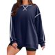 thumbnail image 1 of Sudaderas de Mujer de Larga, Cuello Redondo, Estilo Pullover, Ideales para Otoño e Invierno. con Cremallera Lateral, Perfectas para Salir. Azul Marino XXL, 1 of 10