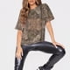 thumbnail image 5 of Ropa de trabajo de manga corta con cuello redondo y bolsillos para mujer, Tops estampados, Tops de verano para mujer, 5 of 7