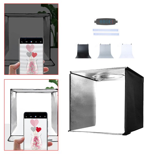 Kit de tienda de tiro LED Hugo plegable para estudio fotográfico con 3 fondos