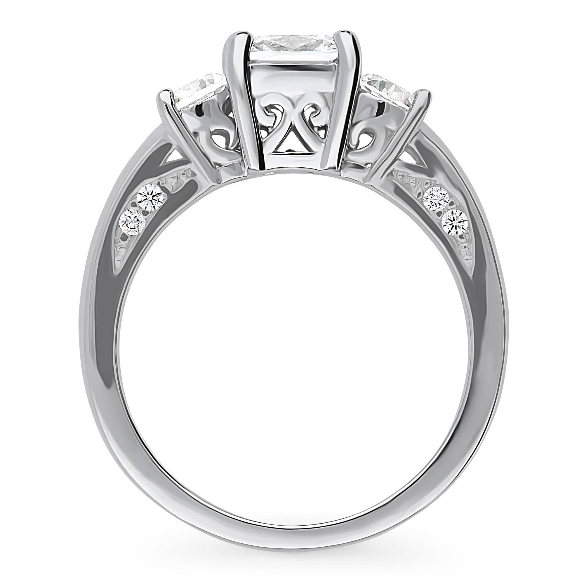 BERRICLE Sterling Silver 3-Stone Wedding Engagement Rings 1.5 Carat Cushion Cut Cubic Zirconia CZ Promise Ring for Women, Rhodium Plated Size 4.5