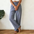 thumbnail image 5 of larppty Womens Striped Gingham Pants 2026 Checkered Casual Pants Cute Comfy Bottoms with Pockets Plaid Outfits（Blue， XL）, 5 of 9