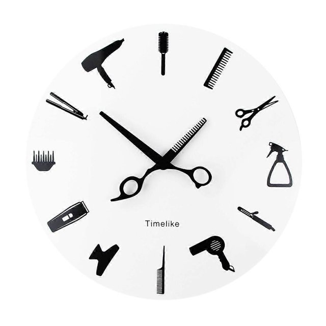 Reloj de pared moderno 3D de cuarzo para herramientas de peluquería, silencioso, para belleza y decoración del cabello.
