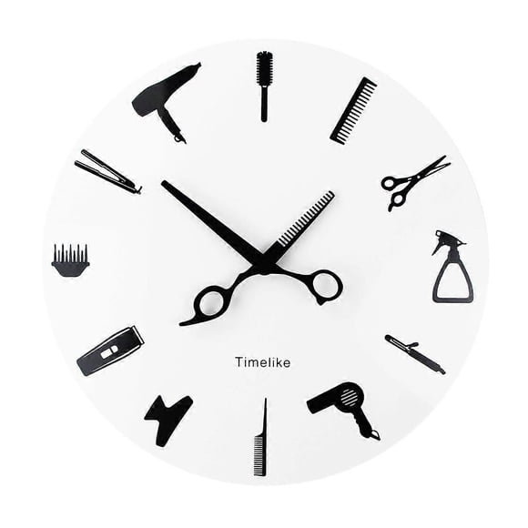 Reloj de pared moderno 3D de cuarzo para herramientas de peluquería, silencioso, para belleza y decoración del cabello.