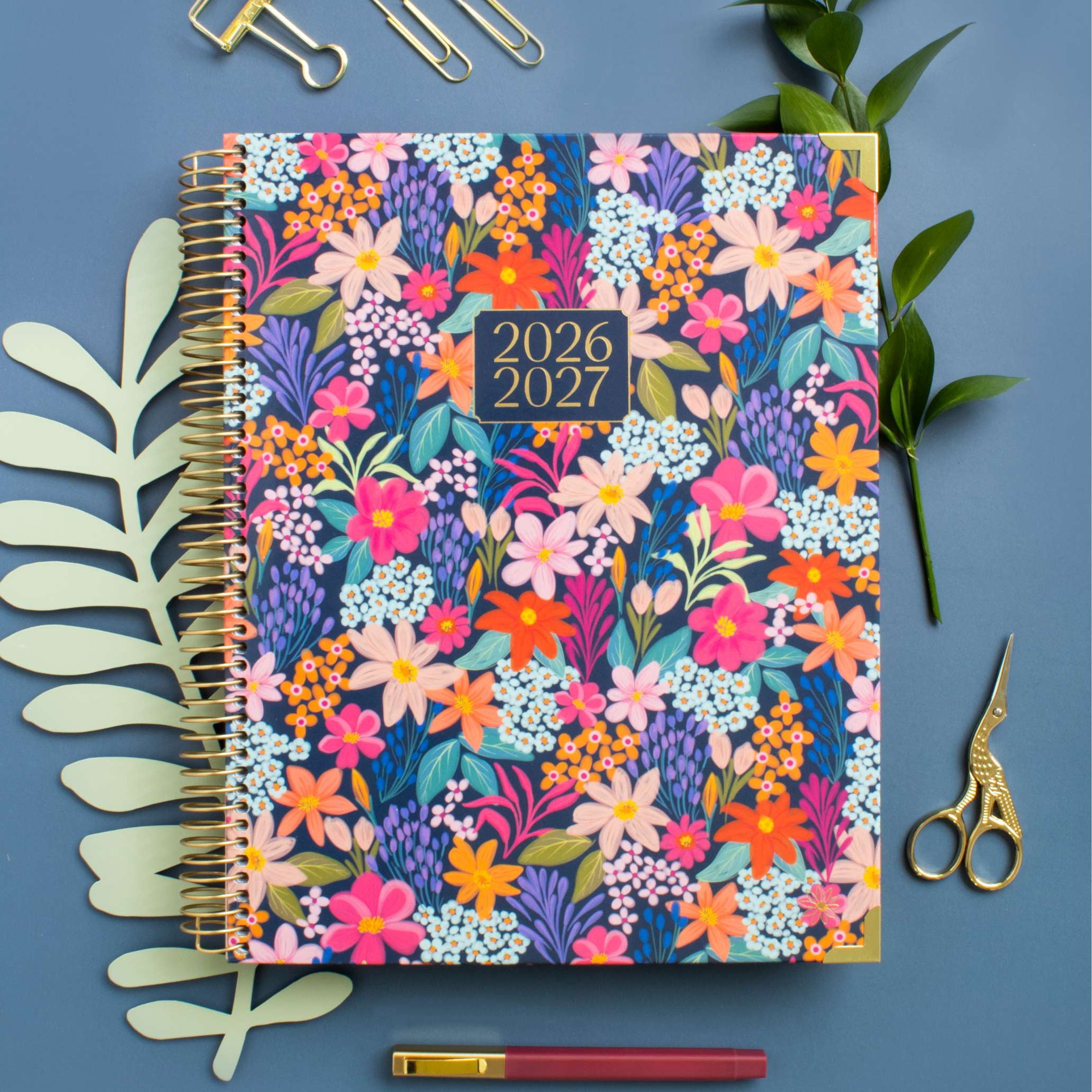 bloom daily planners 2026-2027 Academic Planner, 13-Month Monthly & Weekly Hard Cover, 8.5" x 11", Floral Fiesta