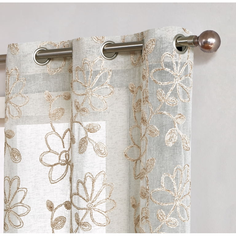 Dainty Home Rita 3D Floral Embroidered Curtain Panel Pair photo 2