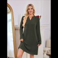 thumbnail image 4 of Vestido Informal de Larga con Bolsillos y Cuello en V para Mujer, Holgado, para Otoño e Invierno Verde XL, 4 of 9