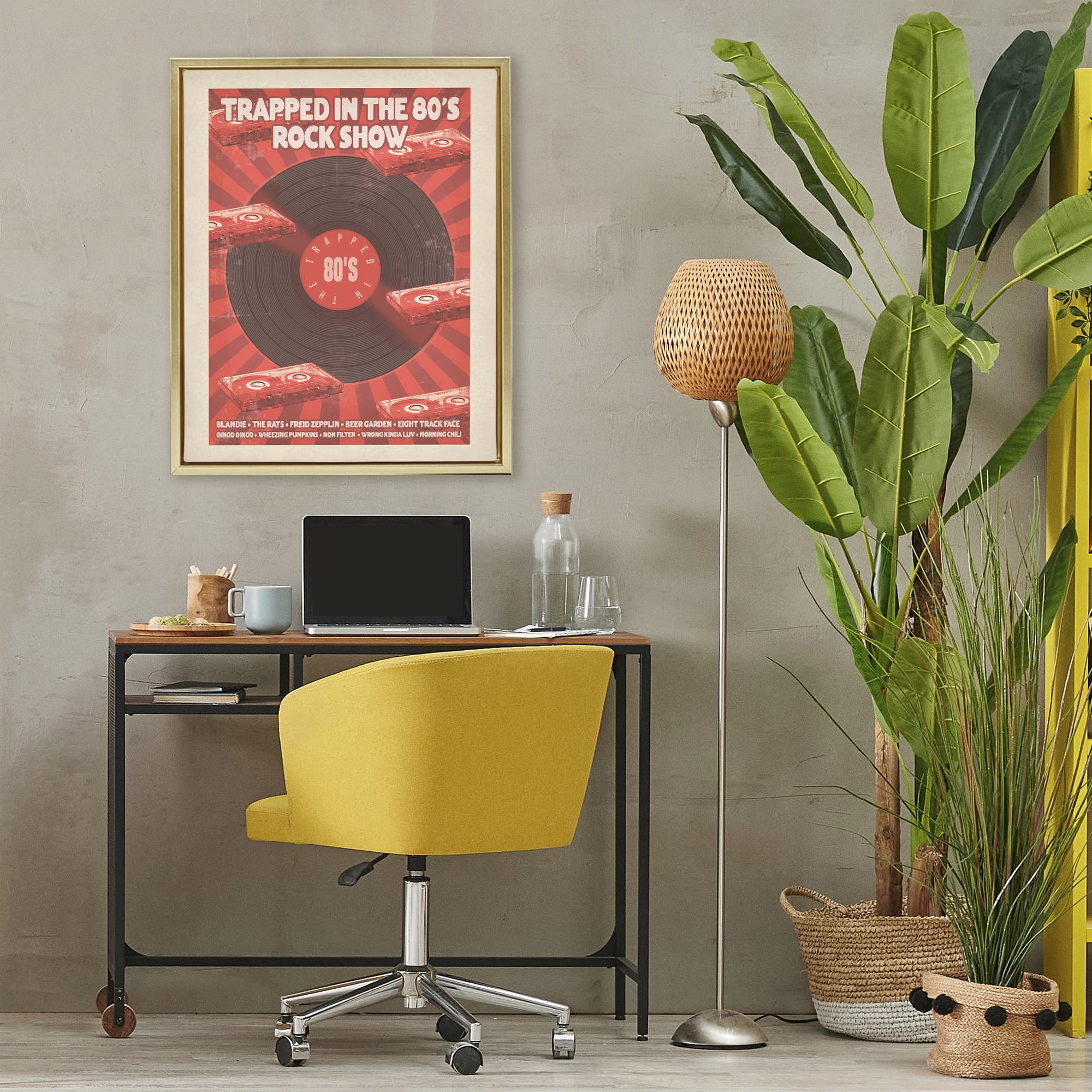Stupell Industries Trapped in 80s Rock Show Gold Framed Floater Canvas Wall Art, design by Old Red Truck