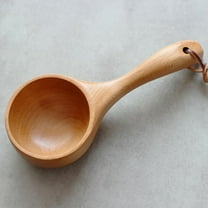 Japanese-style Solid Wood Scoop Short Handle Rice Paddle Vintage Scoop Kitchen Water Scoop Wooden Spoon Bath Sauna Wooden Bucket SpoonTool