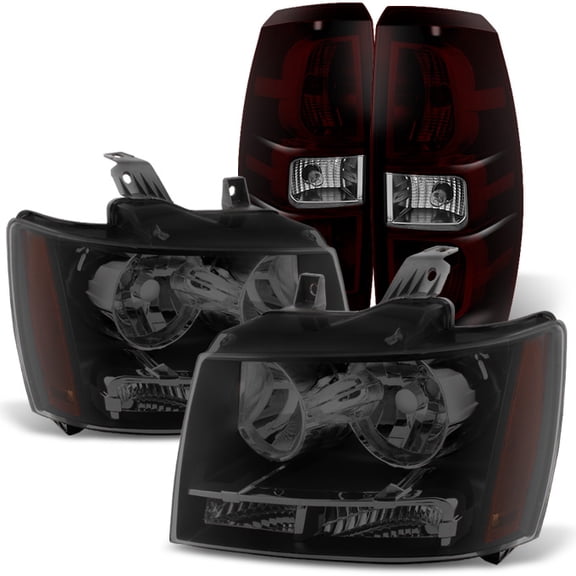 AKKON - For 07-13 Chevy Avalanche Black Smoked lens Headlights   Red Smoked Lens Tail lights Combo