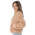 thumbnail image 2 of Cali1850 Women’s Faux Fur Hoodie Jacket Texture Fuzzy Fleece Zip Up Long Sleeve Lined Winter Warm Coat, 2 of 5