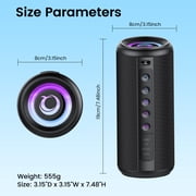 Portable Bluetooth Speaker, Bluetooth 5.4 Wireless Speaker, IPX7 Waterproof Outdoor Speaker with RGB Party Lights, 20W Stereo Sound, 20H Playtime, TWS Pairing for Camping, Beach, Home Party