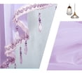thumbnail image 4 of HCBY Lace Valance Swag Curtain 51 Inch Scalloped Sheer Curtain Panels with Crystal Beads - Rod Pocket Farmhouse Window Treatment for Kitchen Bedroom 3pcs Boho Chic Drape Decor Purple, 4 of 5
