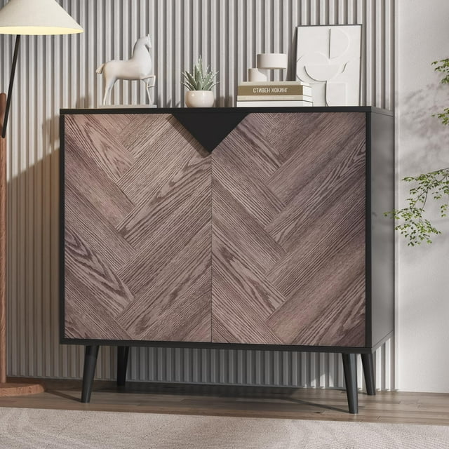 BeesClover Buffet Moderne avec Portes – Tablette Ajustable – Crédence de Rangement pour Salle à Manger, Salon, Entrée – Console Autoportante