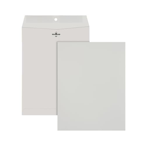 Quality Park Executive Gray Gummed Clasp Envelopes Clasp - #97 - 10" Width x 13" Length - 28 lb - Gummed - Kraft - 100 / Box - Gray