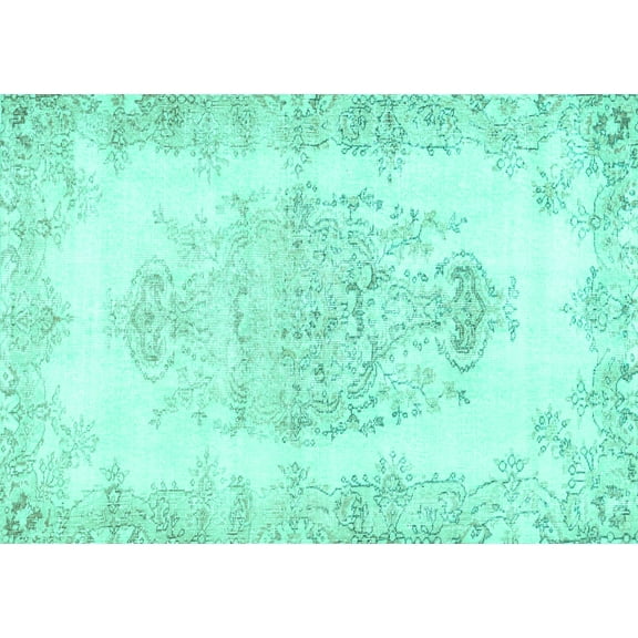 Ahgly Company Machine Washable Indoor Rectangle Persian Turquoise Blue Traditional Area Rugs, 5' x 7'