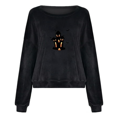 

HSMQHJWE Long Shirts Exercise Tops Casual Women S Trendy Printed Sweatshirt Round Neck Long Sleeve Plus Size Blouse Super Scrub