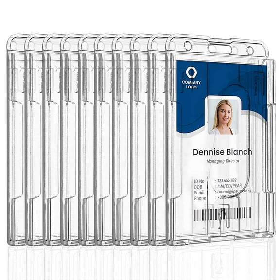 Emlimny 10pcs Id Badge Holder,3.5" x 2.3" Waterproof Badge and ID Holders, Clear Badge Sleeve for ID Cards, Driver's Licenses, Badges and Passes Id Holders for Badges