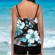 thumbnail image 3 of Trajes de baño tankini para mujer Trajes de baño de dos piezas con espalda de tiras y estampado conservador para mujer Traje de baño de dos piezas para mujer, 3 of 3