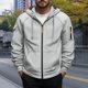 thumbnail image 1 of pstuiky camisas de manga larga para hombre, Chaqueta tipo cárdigan con capucha y cremallera de manga larga de color liso para hombre Tops de hombre l, 1 of 5