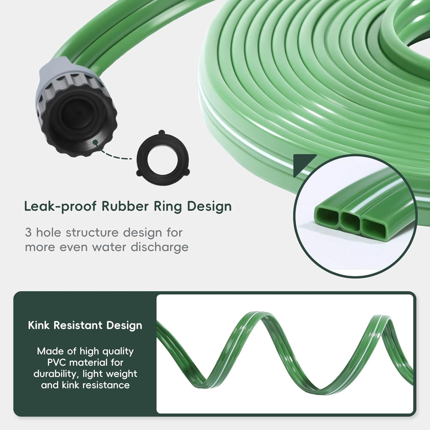 MKEUDQ-50 FT Sprinkler Soaker Hose for Garden Lawn Effortless Watering, Heavy-Duty No-Kink Irrigation Hose with Holes, More Energy Efficient Irrigation Systems, Ideal for Gardens, Yards