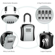 Key Lock Box Portable Combination Lockbox Wall-Mounted Key Storage Box for House Keys, Resettable Code Safe Security Lock Box for Home Office Apartment Spare Key Storage