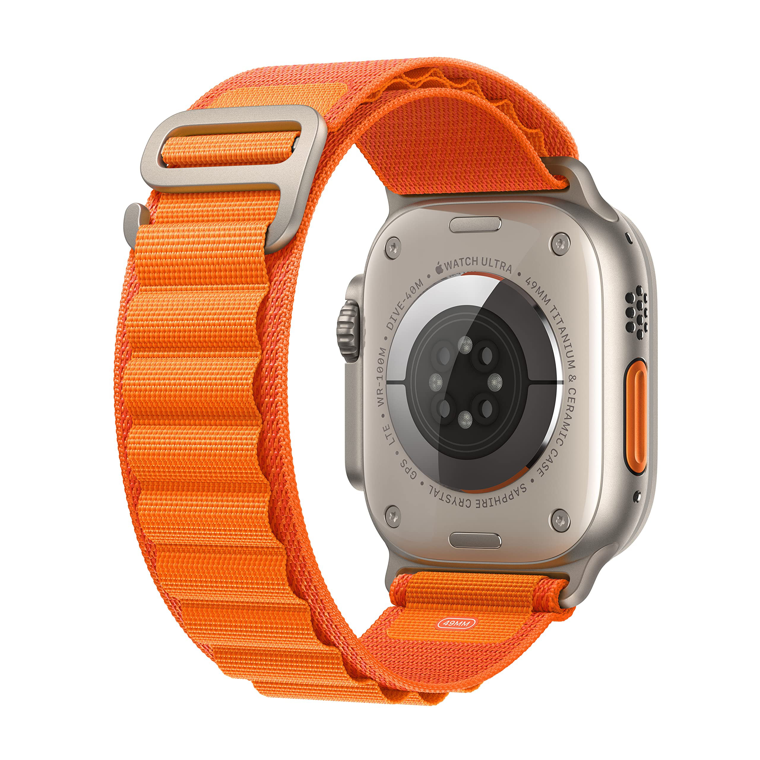 Apple Watch Ultra [GPS + Cellular 49mm] Smart Watch w/Rugged Titanium Case  & Orange Alpine Loop Large. 