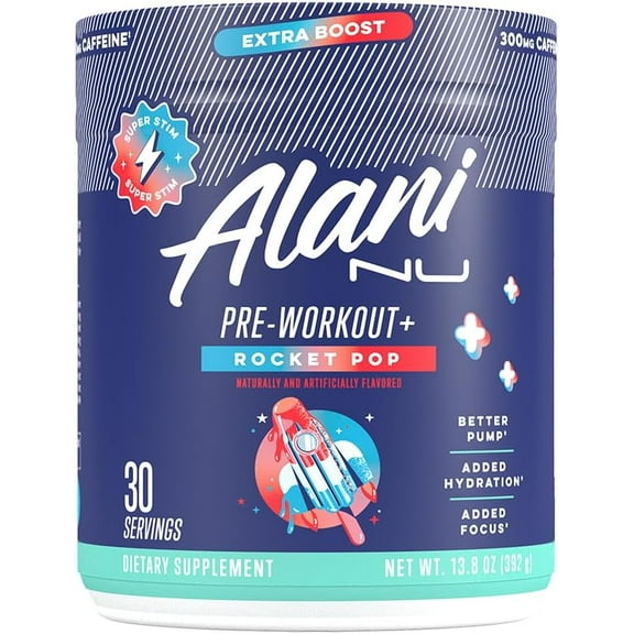 Alani Nu Pre-workout  Powder, Rocket Pop, 30 Servings, 300mg Caffeine
