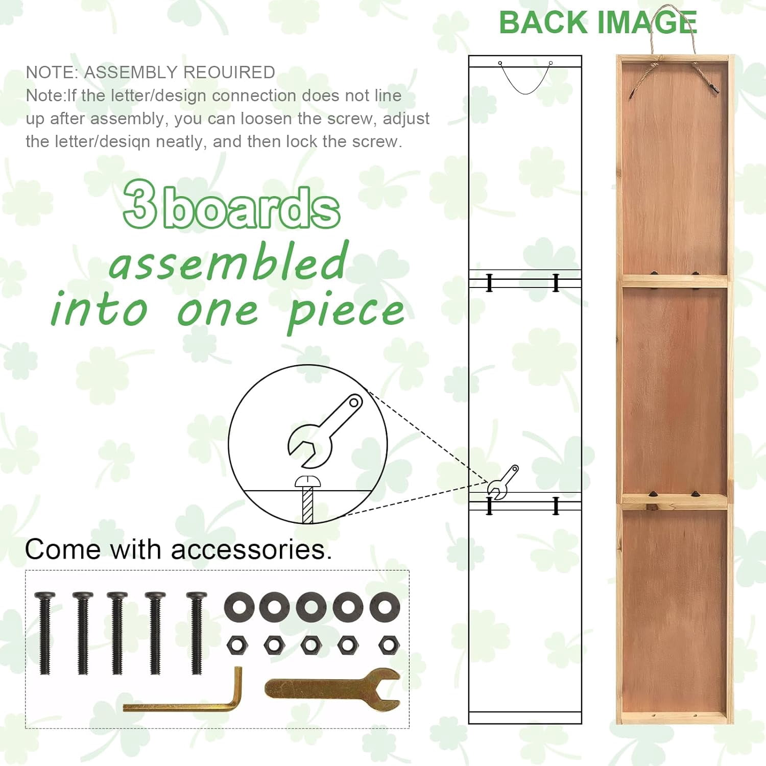 St Patricks Day Porch Sign, 47"H Wooden Saint Patrick's Tall Leaner Vertical Welcome Sign for Front Door Standing Decor, Irish March Outdoor Yard Decorations for Home
