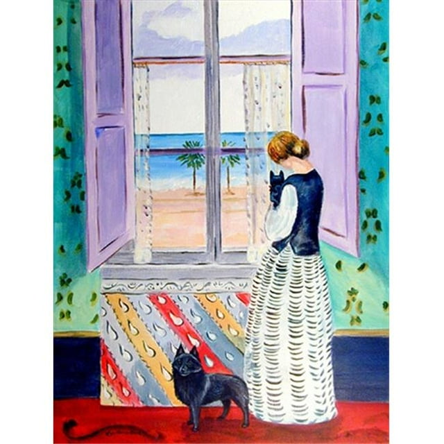 Dame de 11 x 15 Po avec Son Drapeau de Taille de Jardin Schipperke