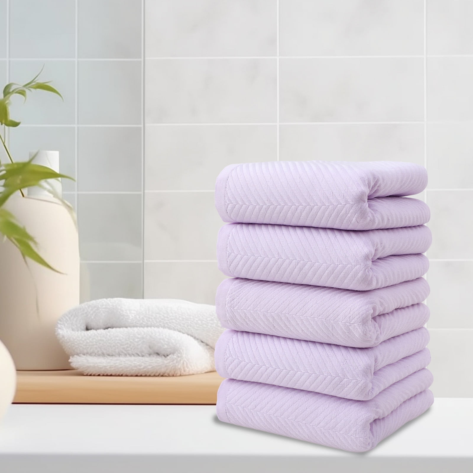 RBCKVXZ Microfiber Washcloths 5 Pack, 14x29 Inch Thin Highly Absorbent and Soft Face Towel for Bathroom, Hotel, Spa, Gym, and Kitchen, Purple