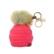 NYFASHION101® Pom Pom Beanie Key Chain Key Ring Handbag Tote Accessory - Candy Pink