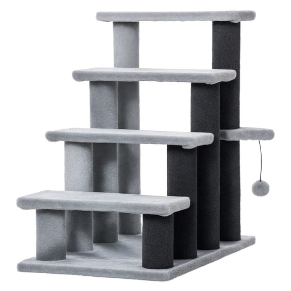 Cat Tree Cat Tower Steps with Scratching Post, Hanging Ball for High Bed/Sofa - Indoor Cat Climber for Kittens & Senior Cats