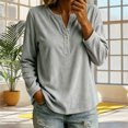 thumbnail image 4 of Levmjia Women's Solid Color V Neck Sweater Long Sleeve Button Detail Loose Fit Casual Knit Pullover Top for Fall Winter, 4 of 8
