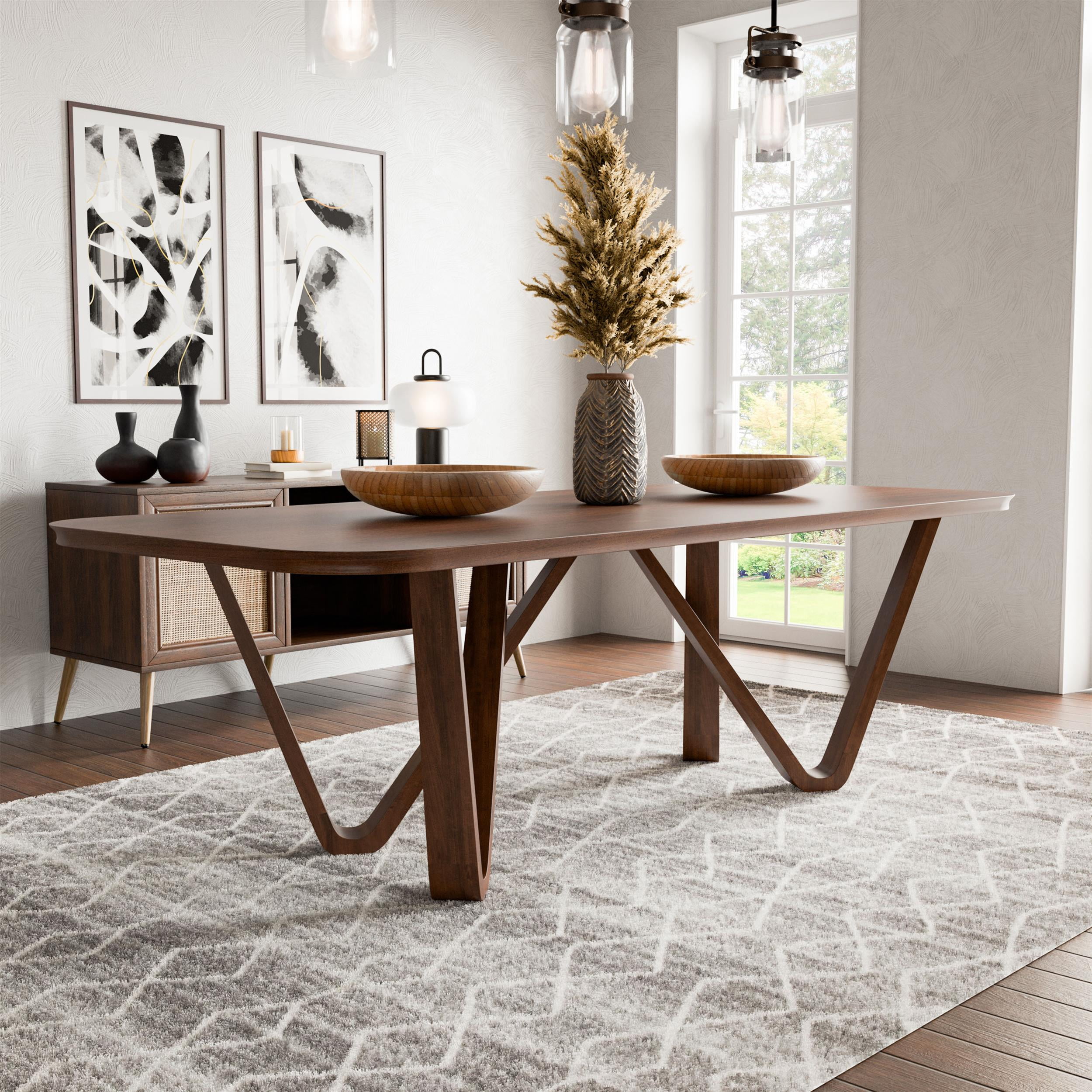 Furniture of America Ralmon Solid Wood Dining Table in Rich Walnut