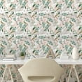 thumbnail image 2 of Ambesonne Nature Peel & Stick Wallpaper for Home, Wild Butterfly Bird Leafy, 13"x100", Ivory Forest Green, 2 of 5