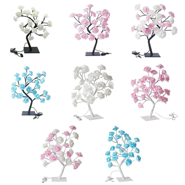 mmirethe Lighted Colorful Rose Lamp With Remote Control Best Gift Choice Wide Application blue rose black rod 1Set