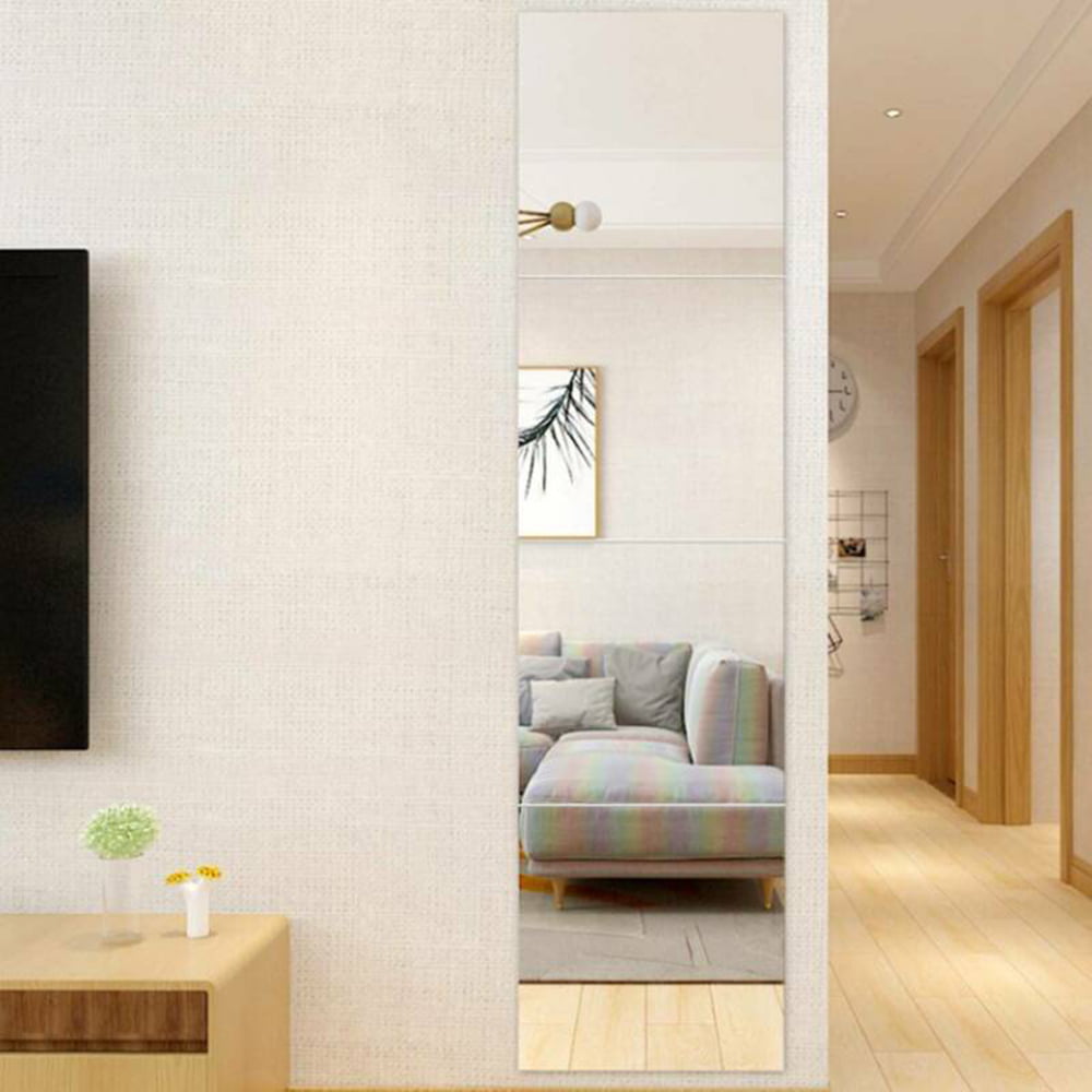 6pcs Square Mirror Tile Wall Stickers Bedroom Decal Self-Adhesive DIY Home Decor 