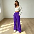 thumbnail image 5 of Women Petite Sweatpants Pull On Baggy No Drawstring Fleece Sweatpant Elastic Waist Casual Wide Leg Jogging Pants with Side Pockets, 5 of 7