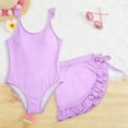 thumbnail image 3 of Shachafan Girls Piece Swimsuit With Skirt Solid Color Two Piece Bathing For Toddler Kids 3 Print, 3 of 5