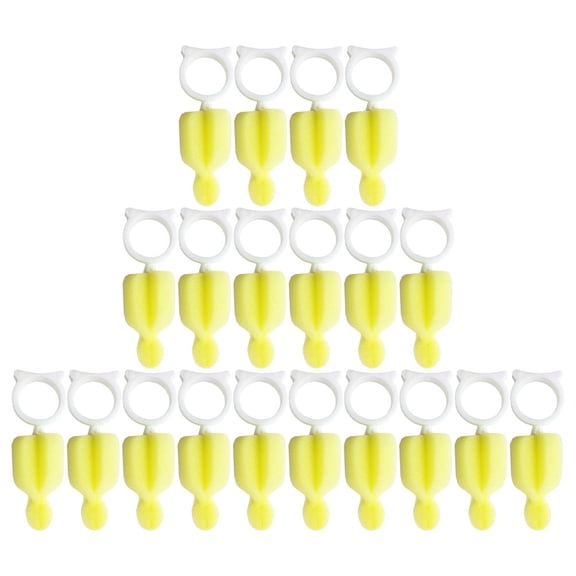 Tineasur 20 Pcs Yellow Bottle Cleaning Sponges Plastic Kitchen Brush Sponge Set