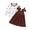 Brown, variant on 2T Toddler Girl Outfit Set 3T Child Girls Clothing Long Sleeves T-shirt Top Bowknot Suspender Dress 2pcs Skirt Set Red