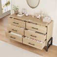 thumbnail image 4 of 6 Drawer Dresser for Bedroom – 52" Wide Large Storage Chest, Freestanding Wooden Closet Storage Cabinet with Polished Natural Oak Finish, 4 of 6