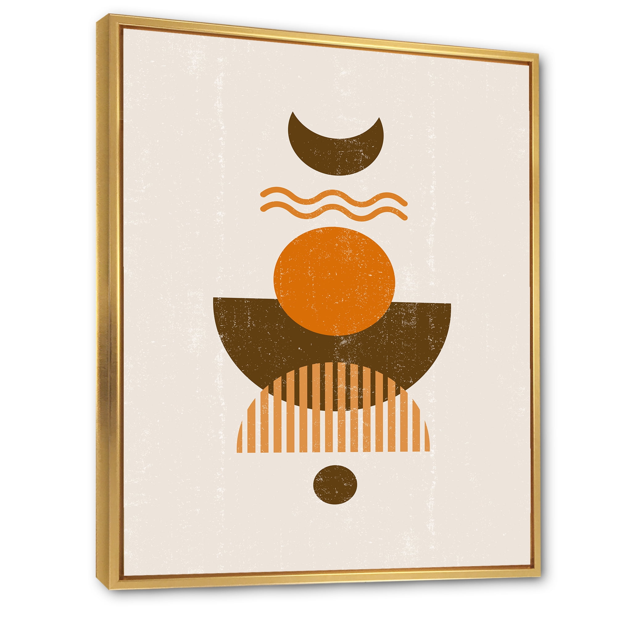 Designart 'Abstract Moon and Sun In Earth Tones' Modern Framed Canvas Wall Art Print