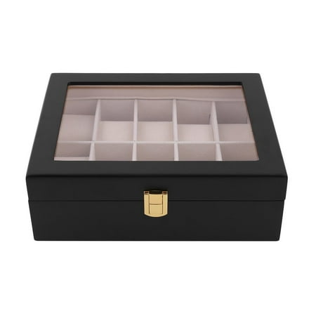 10 Grids Wood Wrist Watch Display Case Jewelry Accessories Storage Holder Glass Window Box Organizer Brithday Gifts