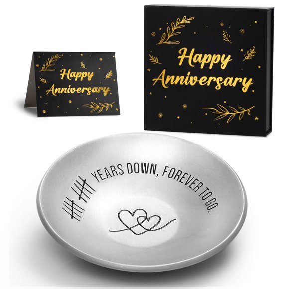 Bandeja para joyas con soporte para anillos, 10 aniversario, aluminio