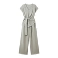 thumbnail image 7 of mihongmao Cruise Outfits for Women 2026 Y2k Outfits 2PC Fashion Woman Round Neck Sleeveless Blouse +Loose Pockets Pants Sets Gray 3X, 7 of 7