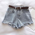 thumbnail image 4 of EaskTriop Summer Casual High Waisted Jean Shorts for Women Stretchy Synthetic Denim Look Short with Belt 5 Pockets Frayed Hem Vacation, 4 of 6