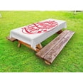 thumbnail image 1 of Live Laugh Love Outdoor Tablecloth, Retro Style Calligraphy Old Fashioned Stamp Design Red Hearts and Stars, Decorative Washable Fabric Picnic Tablecloth, 58 X 104 Inches, Coconut Red, by Ambesonne, 1 of 2