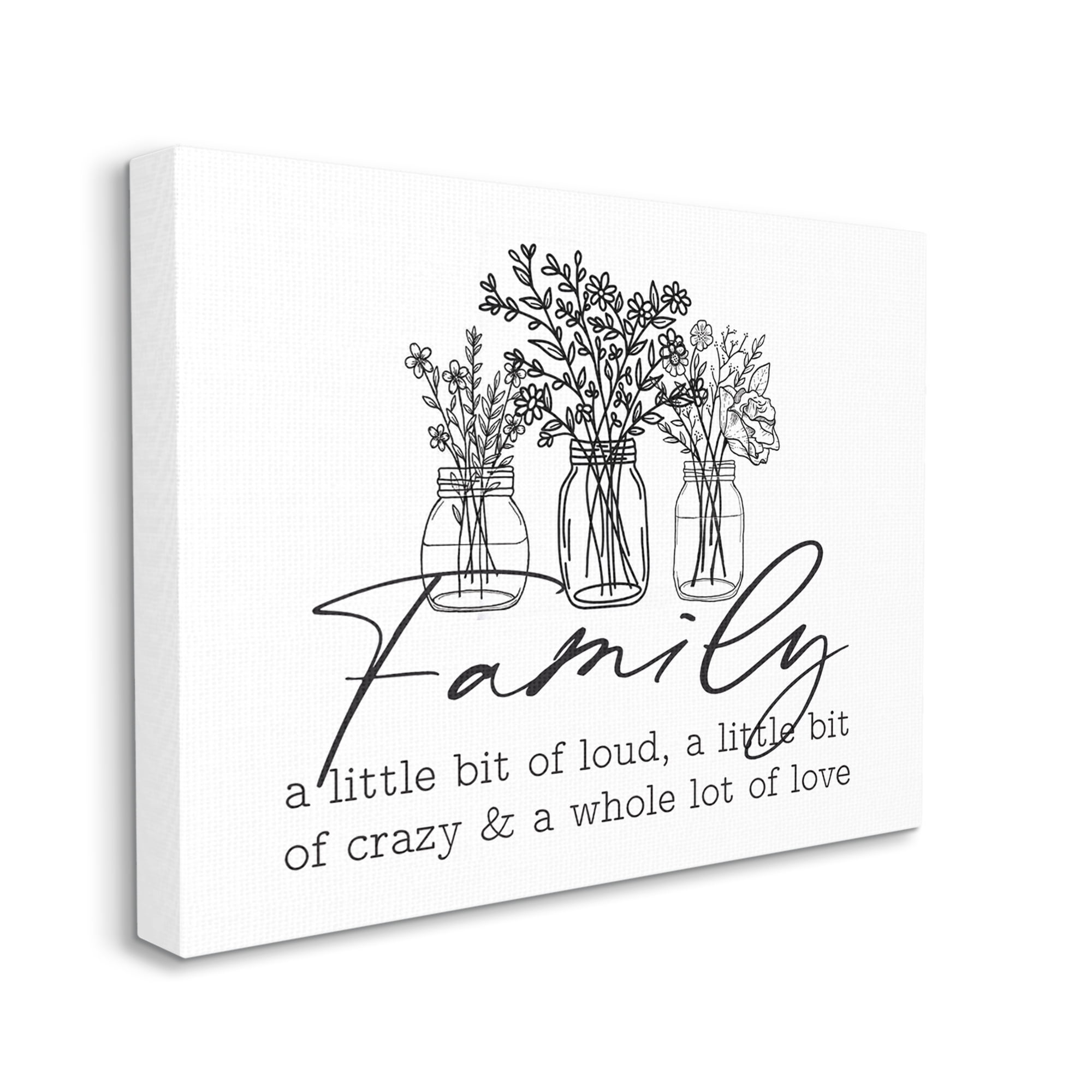 Stupell Industries Heartwarming Family Phrase Botanical Blossoms Bouquets Graphic Art Gallery Wrapped Canvas Print Wall Art, Design by Lettered and Lined